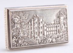 AN EARLY VICTORIAN SILVER CASTLE-TOP SNUFF BOX