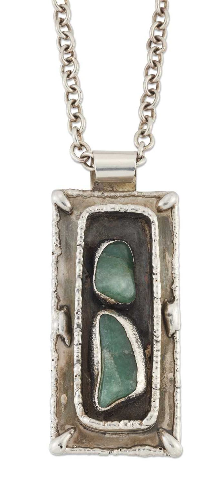 JENS ANDERSON AND ERIK DENNING AD DESIGN – A DANISH SILVER AND AVENTURINE QUARTZ PENDANT NECKLACE