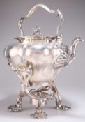 A SUBSTANTIAL ROCOCO REVIVAL SILVER TEA KETTLE ON STAND