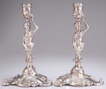 A FINE PAIR OF GEORGE II CAST SILVER CANDLESTICKS