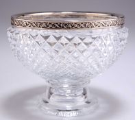 A CONTINENTAL SILVER-RIMMED GLASS BOWL