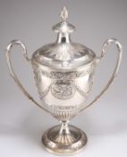 A GEORGE III SILVER-GILT TWO-HANDLED CUP AND COVER