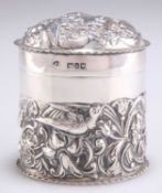 A LATE VICTORIAN SILVER BOX AND COVER