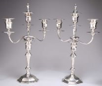 A PAIR OF EDWARDIAN SILVER CANDELABRA