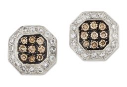 LEVIAN - A PAIR OF FANCY DIAMOND CLUSTER EARRINGS