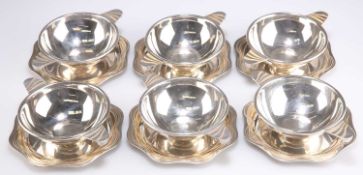 A SET OF SIX ELIZABETH II SILVER BOWLS ON STANDS