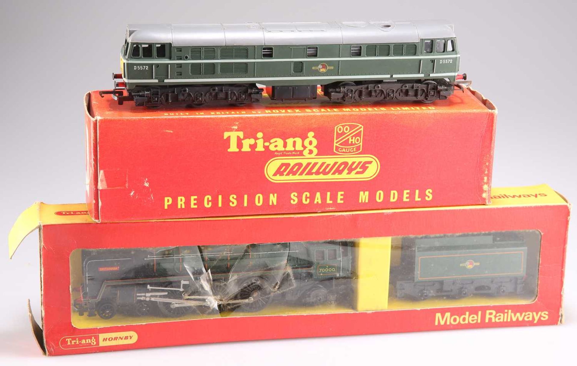 TWO TRI-ANG AND HORNBY BOXED LOCOMOTIVES