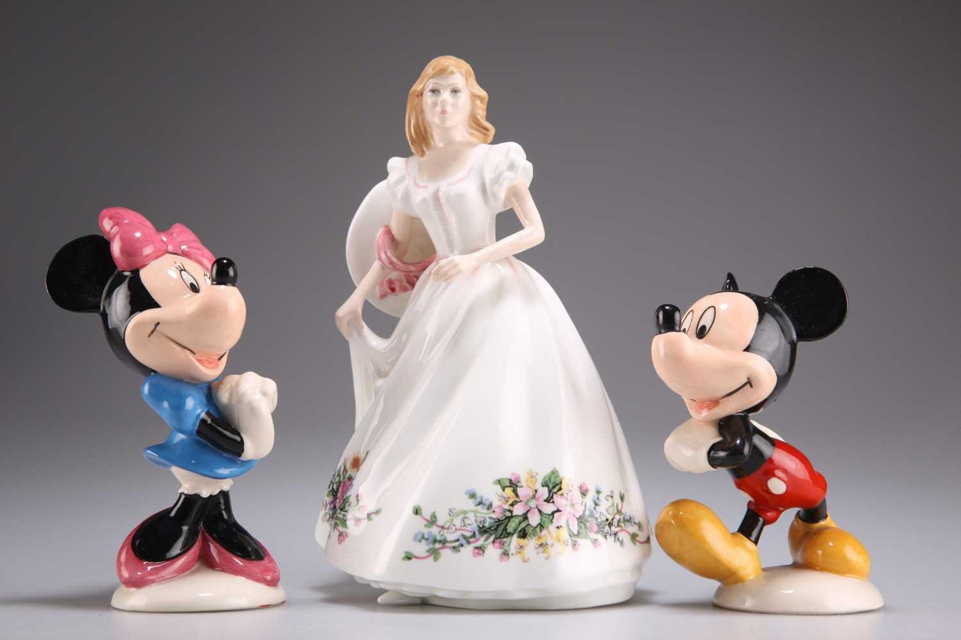 TWO ROYAL DOULTON 'THE MICKEY MOUSE' COLLECTION FIGURES, together with A ROYAL DOULTON FIGURE
