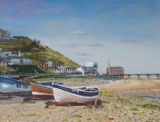 W SUTTON (CONTEMPORARY) FISHING BOATS ON THE BEACH, SALTBURN-BY-THE-SEA, NORTH YORKSHIRE