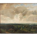 CIRCLE OF JOHN CONSTABLE (1776-1837) COUNTRY LANDSCAPE WITH CATHEDRAL