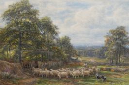 EDMUND GEORGE WARREN (1834-1909) MOVING THE FLOCK