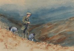 BRIAN IRVING (1931-2013) FARMER AND SHEEPDOGS, BETWEEN BUCKDEN AND BISHOPDALE, LOOKING SOUTH