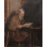 19TH CENTURY ENGLISH SCHOOL OLD MAN READING