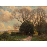 WILLIAM GUNNING KING (1859-1940) SOUTH DOWNS LANDSCAPE WITH HORSE AND CART