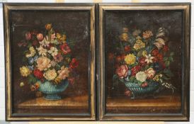 19TH CENTURY EUROPEAN SCHOOL A PAIR OF STILL LIFES WITH FLOWERS