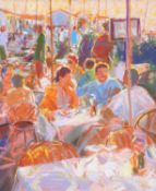 JOHN HOLT (B 1949) ST TROPEZ CAFE, EVENING