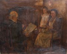 STAITHES SCHOOL (19TH CENTURY) FAMILY IN AN INTERIOR