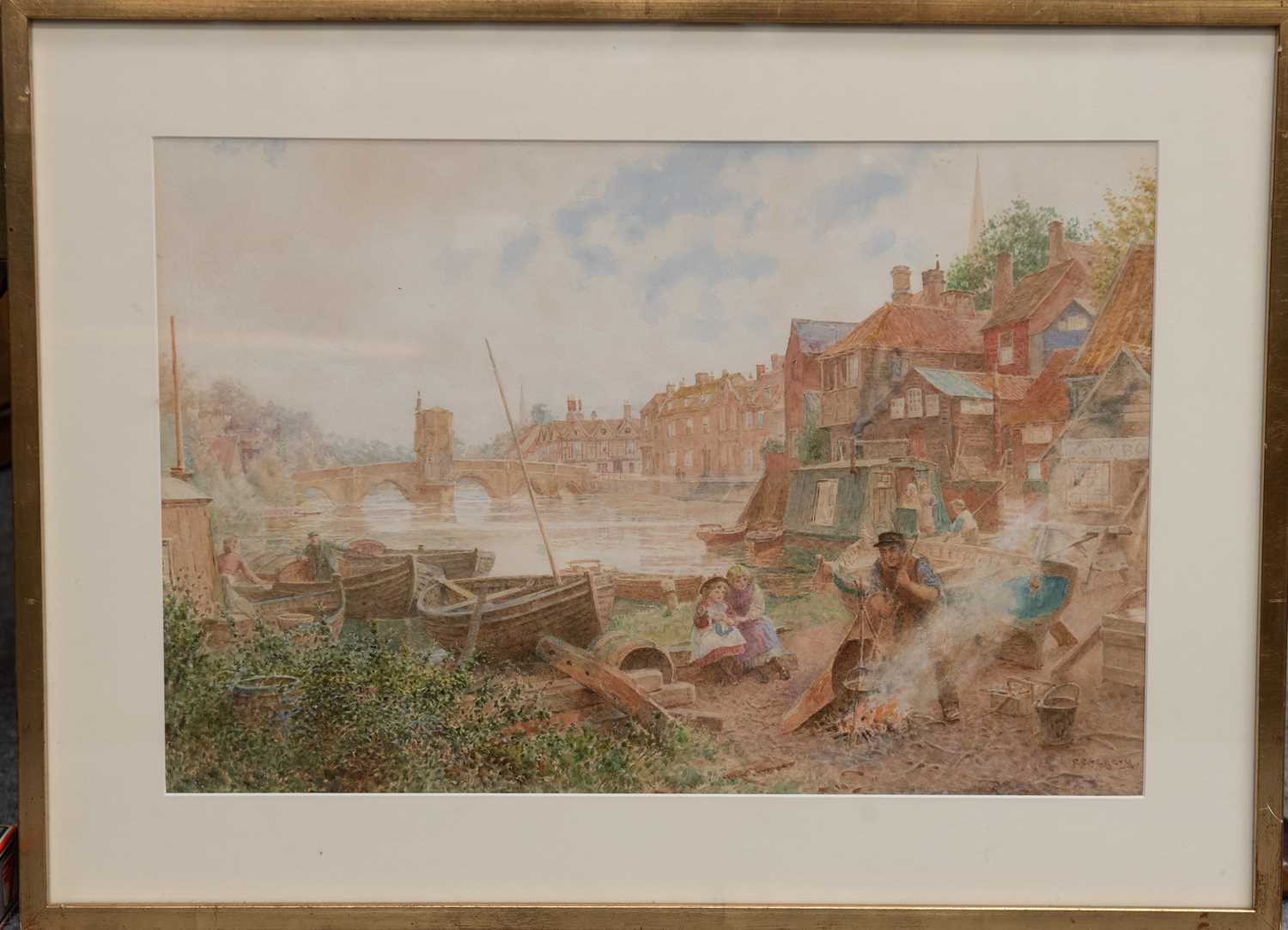 CHARLES GREGORY RWS (1849-1920) BOAT BUILDERS YARD, ST. IVES, HUNTS - Image 2 of 3