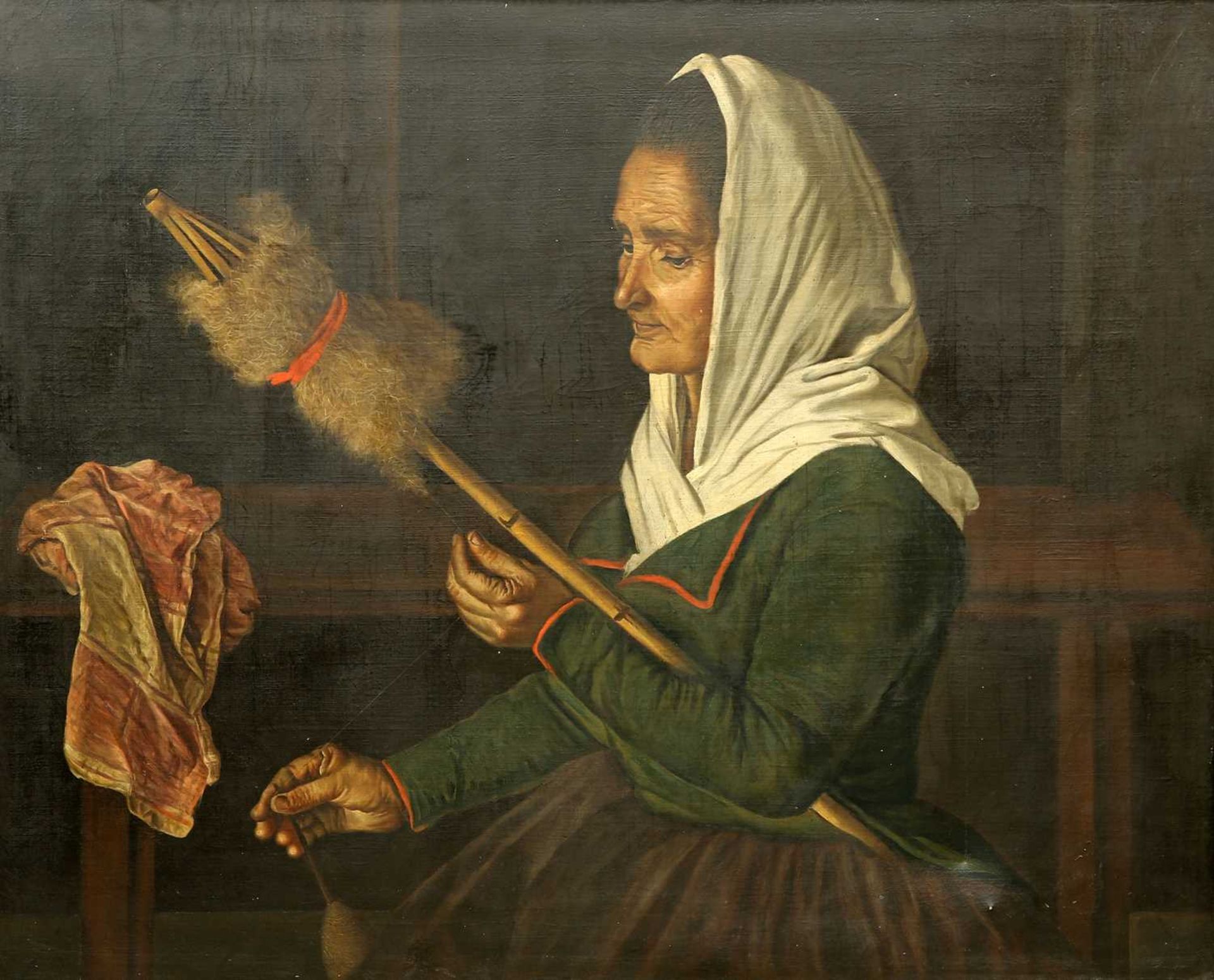 SPANISH SCHOOL (19TH CENTURY) A LADY SPINNING