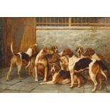 GEORGE WRIGHT (1860-1942) FOXHOUNDS AT REST