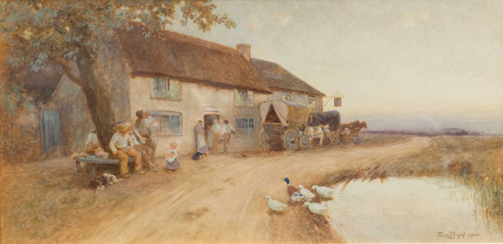 TOM LLOYD RWS (1849-1910) OUTSIDE THE INN