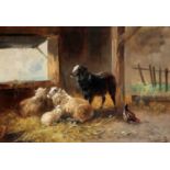 HENRY SCHOUTEN (CIRCA 1857-1927) SHEEP IN A BARN