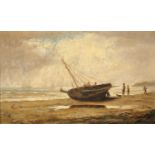 ENGLISH SCHOOL (19TH CENTURY) FISHING BOAT ON THE BEACH