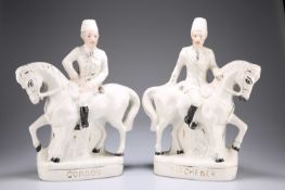 TWO STAFFORDSHIRE FLAT-BACK POTTERY FIGURES