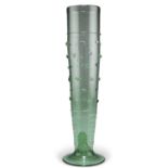 A TALL GREEN GLASS VASE, CIRCA 1870