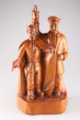 A CHINESE CARVED WOOD FIGURE GROUP