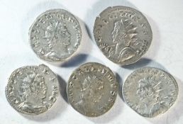 5x silver antoninianii of Gallienus (253 - 268 CE)