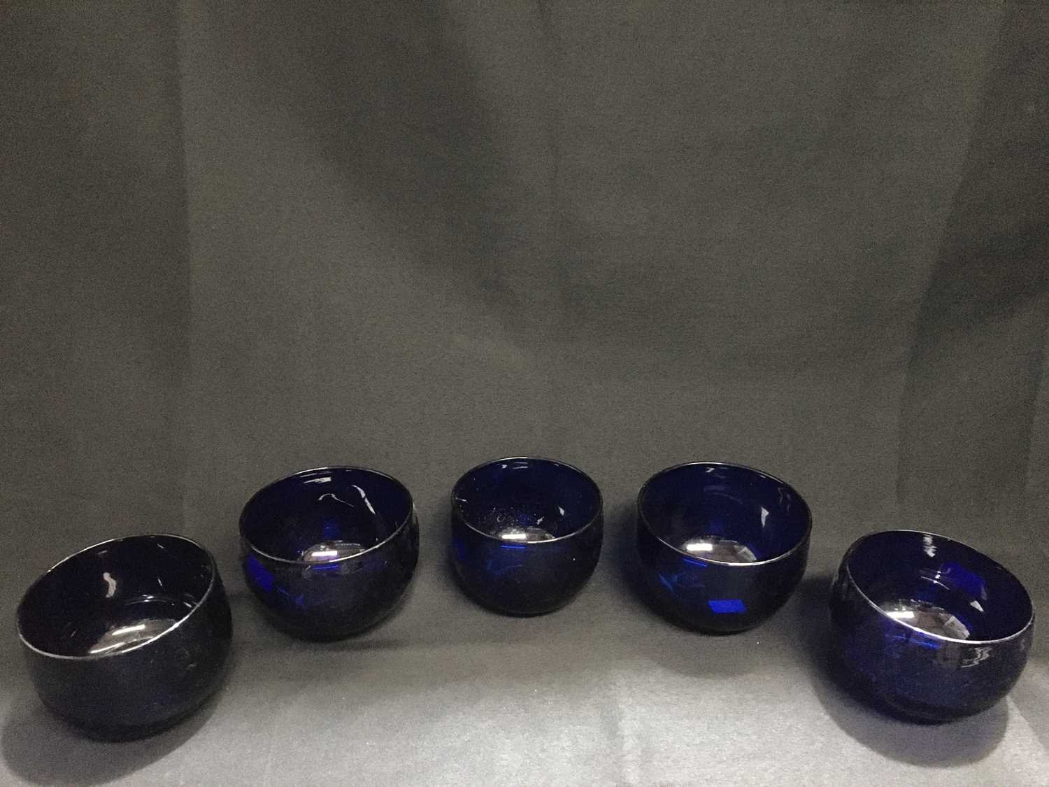 FIVE BLUE GLASS RINSERS