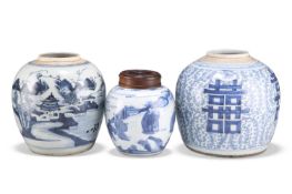 THREE CHINESE BLUE AND WHITE GINGER JARS