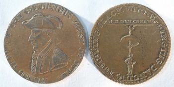 2 x 18th century provincial tokens