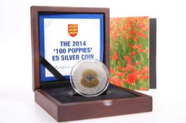 A 2014 '100 POPPIES' £5 SILVER COIN
