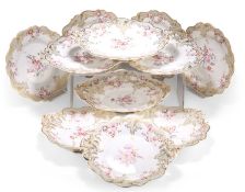 A JOHN RIDGWAY PORCELAIN "ROCOCO REVIVAL" PART DESSERT SERVICE, CIRCA 1840S