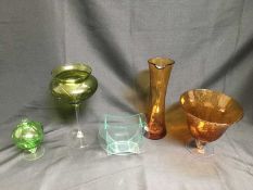 A SMALL GROUP OF COLOURED GLASS