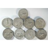 9x silver antoninianii, celebrating the 1000th anniversary of the founding of Rome in 249 CE