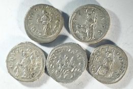 5x silver antoninianii of Philip I (244 - 249 CE)