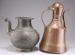 AN INDIAN COPPER LOTA, AND A MIDDLE EASTERN COPPER DALLAH