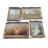 FOUR GILT-FRAMED FURNISHING PICTURES