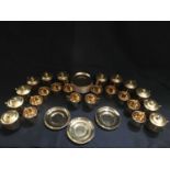 TWELVE GILT CHOCOLATE CUPS & COVERS, AND TWELVE GILT COFFEE CANS & SAUCERS