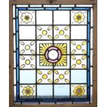 A LEADED STAINED GLASS WINDOW