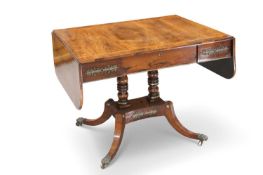 A REGENCY BRASS-MOUNTED AND INLAID ROSEWOOD SOFA TABLE