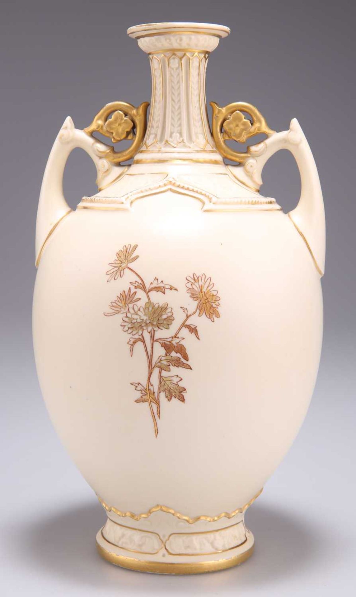 A ROYAL WORCESTER BLUSH IVORY TWO-HANDLED VASE - Image 2 of 2