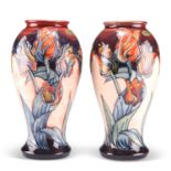 A PAIR OF MOORCROFT LARGE POTTERY VASES