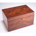 A MID 19TH CENTURY FLAME MAHOGANY TEA CADDY