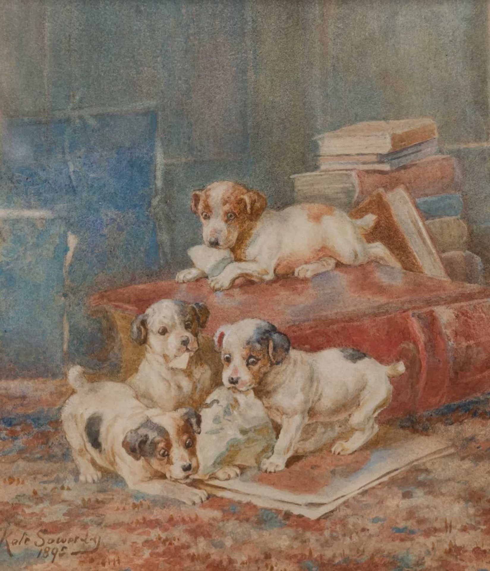 KATE SOWERBY (act 1883-1900) JACK RUSSELL PUPPIES