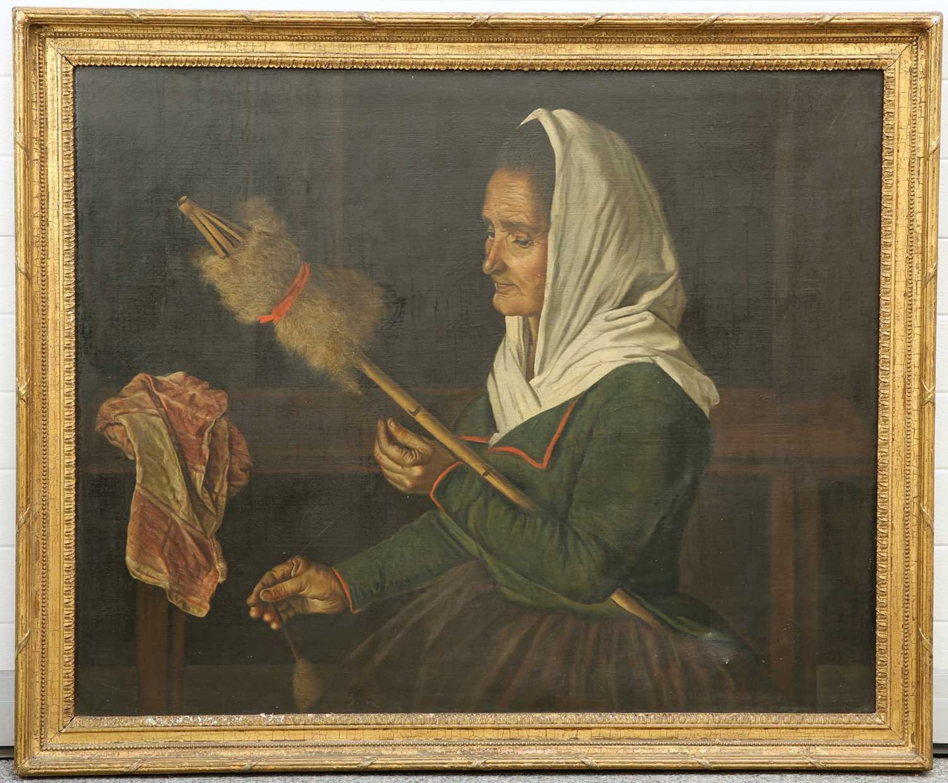 SPANISH SCHOOL (19TH CENTURY) A LADY SPINNING - Bild 2 aus 3