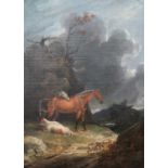 GEORGE ARNALD ARA (1763-1841) HORSES AND COW IN A STORMY LANDSCAPE